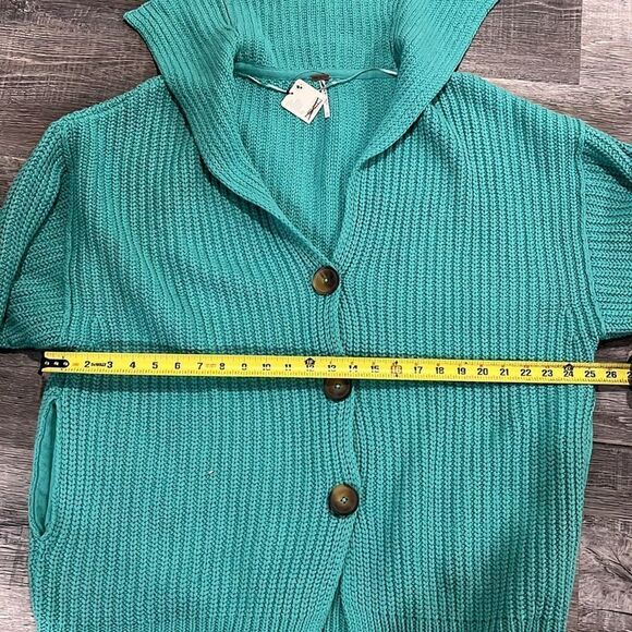 Free People NWT Swim Too Deep Oversized Cardi in Turqoise - oversize XS $158 - Picture 9 of 9